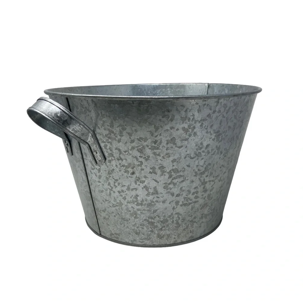 Galvanized | Monogrammed “M” | Bucket with Handles | 12”x8”